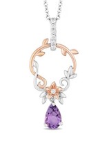 Enchanted Disney Rapunzel Amethyst &amp; 1/8CT Lab-Created Diamond Two-Tone Pendant - £82.22 GBP