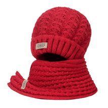Wander Agio Women&#39;s Wool Knit Beanie &amp; Scarf Set Thick Warm Red 6pc - $6.52 CAD