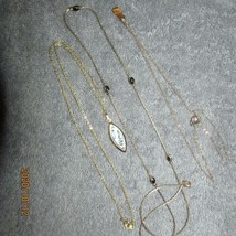 necklaces w/gold chains 3: w/black beads, w/tiger eye, w/abalone (jewel19) - £9.55 GBP