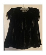 Vintage 1950s Baby Doll Black Crushed Velvet Dress –Lined, Pearl Buttons... - $37.05
