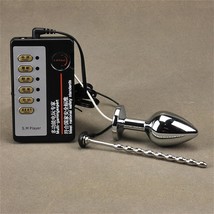 Purple Jewelry Base Metal Anal Plug Electric Shock Bead Urethral Plug Male Train - £32.64 GBP