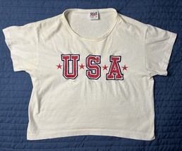 Vintage Anvil USA Crop Top T Shirt Women’s Medium White Single Stitch Em... - $25.00