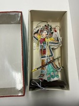 Chinese Peking Beijing Opera Doll With Box Theatre Ornate Wood Base Vintage - £70.20 GBP