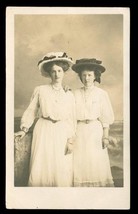 Vintage RPPC Postcard Portrait of Ladies Big Hats Abernathy Studio Bango... - $14.84