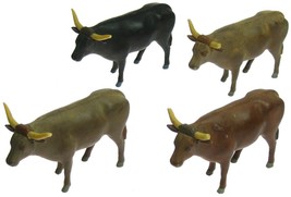 Vintage Texas Longhorn Steer Bull Cow Lot of 4 1/24 1/25 Scale Playset A... - $34.99
