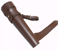 Saddle Hunting Hip Flask Steel &amp; Thick Bridle Leather Case Baton Free P&amp;P Uk - £74.71 GBP