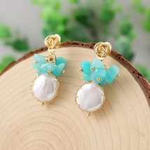 Coeufuedy Handmade Drop Earrings Real Freshwater Pearl Dangle Earrings For Women - £19.64 GBP