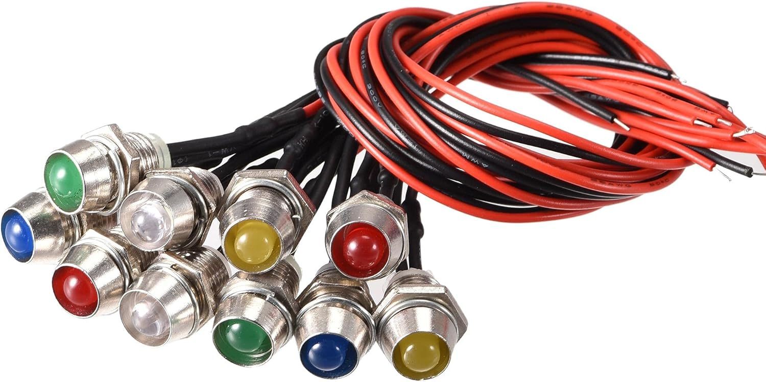 Uxcell Led Signal Indicator Lights Ac/Dc 110V 8Mm Panel Mount Metal Shell - $34.44