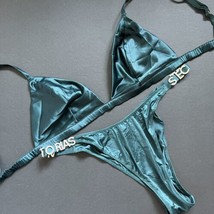 Victoria&#39;s Secret XL 38D BRA BRALETTE SET+brazilian jeweled panty emerald green - £62.57 GBP