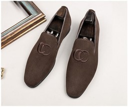 C·G·N·P New Fashion Suede Leather Shoes Men Embroidery Loafers Slip On Summer Ca - £289.53 GBP