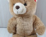 Fine Toy Plush brown tan teddy bear red ear bow cream snout ears feet st... - £10.11 GBP