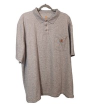 Carhartt Polo Work Shirt 2XL Gray Short Sleeve Casual Original Fit Men&#39;s Pocket  - £10.96 GBP