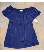Motherhood Maternity Sz S Navy Flutter Off Shoulder Top - $16.82