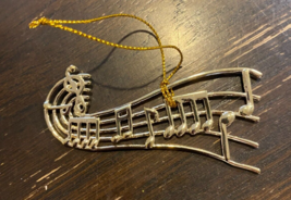 Silver Music Notes and Staff Tree Ornament 3 inches - $12.82