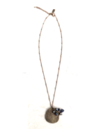 NWOT J JILL 15” Silver Tone Floral Etched Disc Pendant With Bead Embelli... - $29.69