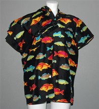 Rare 2-Pc Andrea Jovine Tropical Neon Fish Silk Blouse &amp; Pants Set Wm&#39;s ... - $1,269.76 MXN