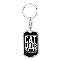 Cat Lives Matter Stainless Steel or 18k Gold Premium Swivel Dog Tag Keychain - £30.01 GBP+