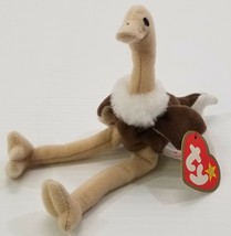 AG) TY Teenie Beanie Babies Stretchy the Ostrich Stuffed Toy - £4.58 GBP