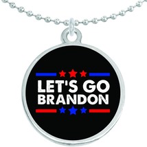Lets Go Brandon on Black Round Pendant Necklace Beautiful Fashion Jewelry - £8.53 GBP