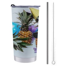 Mondxflaur Pineapple Steel Thermal Mug Thermos with Straw for Coffee - £16.77 GBP