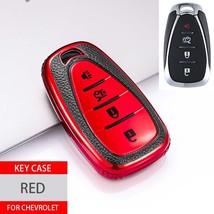 4 Button TPU+Leather Car Key Case Cover For Key Remote Cover Chevy  Cruze Malibu - £163.13 GBP