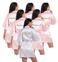 Silk Satin Bridesmaid Robes Gowns Bride Bathrobe Wedding Kimono Robe - £13.10 GBP