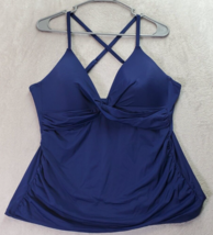 Apt. 9 Swim Top Womens 2XL Blue Adjustable Spaghetti Strap V Neck Cross ... - $17.43