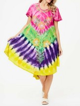 Womens  Summer Sun Dress Umbrella tie DyeFlower Beach Resort Wear Boho H... - £13.36 GBP