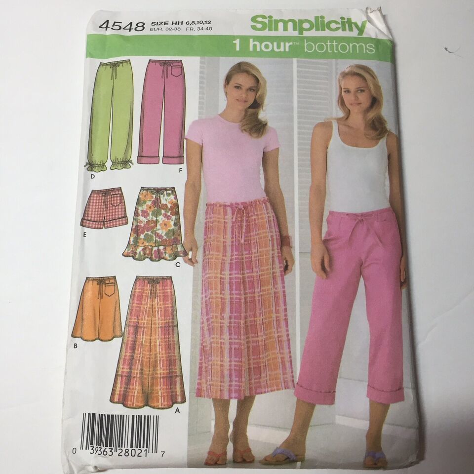 Simplicity 4548 Size 6-12 Misses' Skirt in 3 Lengths Pants in 2 Lengths Shorts - $12.86