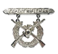 Original WW2 USMC Soldier&#39;s Expert Rifleman Qualification Badge, EGA, Sterling - £57.06 GBP
