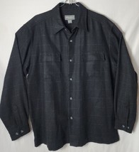 Eddie Bauer Men L Black Button Down Box Strip Button Down Long Sleeve Sh... - $73.26