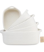 NaturalCozy 5-Piece Rectangle Storage Basket Set- Natural Cotton Rope Wo... - $481.27 MXN
