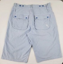 Rocawear Men&#39;s Blue White Seersucker Shorts 34W 25L Button Pockets Cotto... - £12.54 GBP