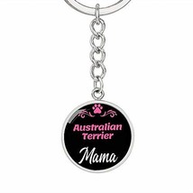 Dog Mom Keyring Australian Terrier Mama Circle Keychain Stainless Steel Or 18k G - £31.25 GBP