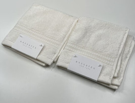 Kassatex NWT Lot Of 2 off white cotton luxury  bathroom hand towels RTR1 - £15.70 GBP