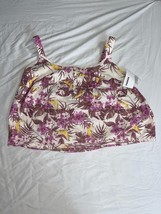 Sonoma Goods for Life Blue Floral Print Short Sleeve Rayon Blouse Top XL - $14.00
