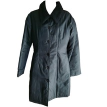 Women&#39;s Black Button Front Coat with Faux Fur Shearling Collar Size 6/ M - £26.87 GBP