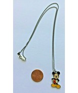 Disney Mickey Mouse Two-sided 17&quot; Necklace Goldtone 25mm tall silver ton... - $12.90