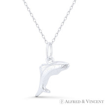 Salmon Fish Sealife Charm Hollow 3D 25x11mm Pendant in Italy 925 Sterling Silver - £10.45 GBP+