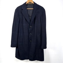 Canali Kei Collection Wool Cashmere Blue Plaid Coat Sz 40 Est Italy Repaired - £226.83 GBP