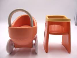 Little Tikes Dollhouse Furniture Party Kitchen Buggy Carriage  + High Chair - $22.77