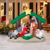 Christmas Airblown Inflatable Holy Family Nativity Scene 7 Foot Yard Decor Light - £125.26 GBP