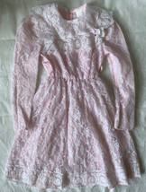 VTG Girls Dress Pink White Lace 8 Made In USA -Missing A Belt - £15.95 GBP