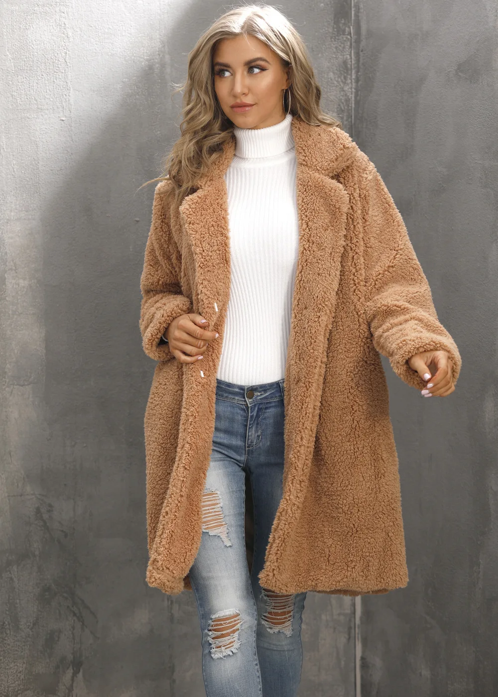 Women&#39;s Warm Faux Lamb Fur Jackets Coats Winter Fleece Long Sleeve Coat ... - $60.00