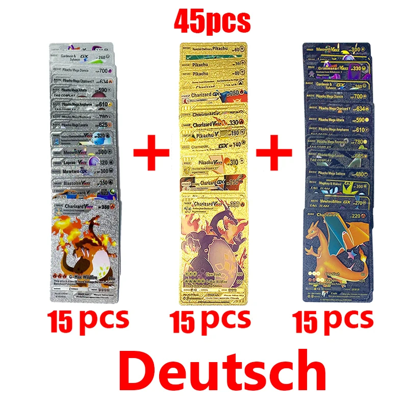 45pcs German Exclusive Collection! Pokemon Rainbow Cards Gold - $10.85