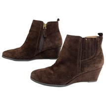 Franco Sarto Wedge  Booties Brown Size 7.5 Welton Suede Ankle Short Casual - $29.76