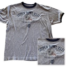 Reebok Super Bowl 2008 XLII  T-Shirt New England Patriots Gray Ringer Tee L - $17.95