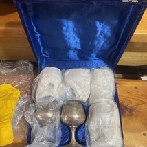 Vintage 1970&#39;s 1980&#39;s Sherry Wine Port Liqueur GOBLETS Silver Plated Box... - £99.41 GBP