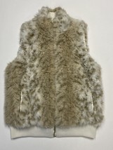 Coldwater Creek Faux Fur Vest L Zip Front Beige Neutral - £11.87 GBP