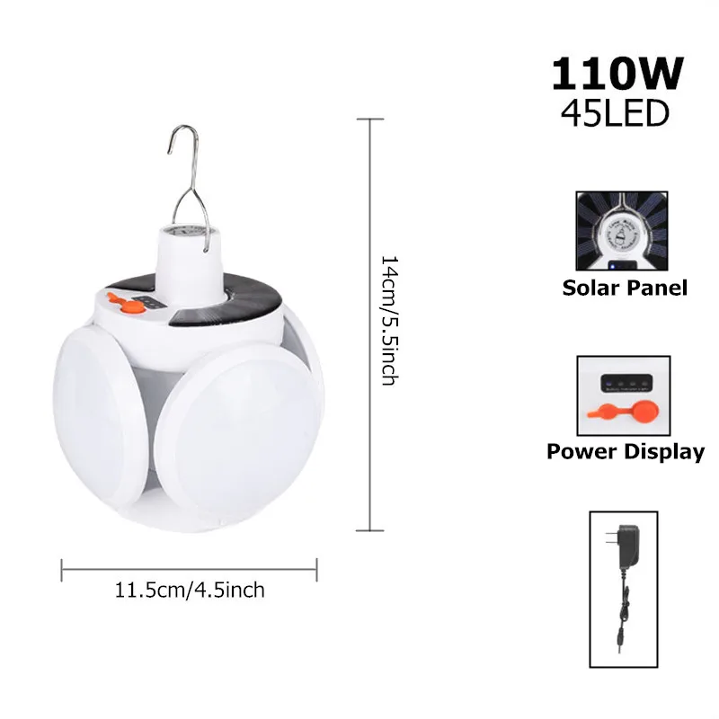 Solar Light Folding Portable 45LED Bulb Lamp Waterproof Rechargeable Camping Lam - £180.34 GBP